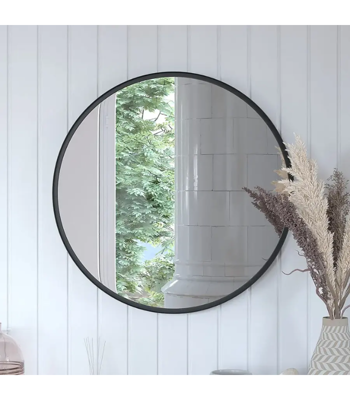 Alamont Home - Jennifer 27.5" Round Wall Mounted Mirror - Black