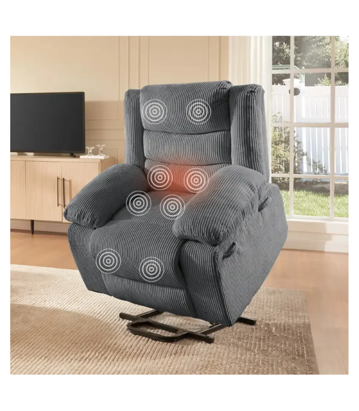 Bestier - Living Room Bedroom Power Lift Recliner Chair with Massage Modern Reclining Chair - Gray