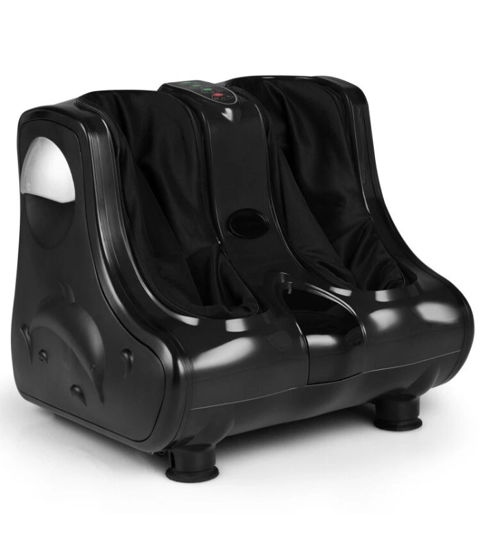 Costway - Leg Massager Shiatsu Kneading Rolling Vibration Heating Foot Calf - Black