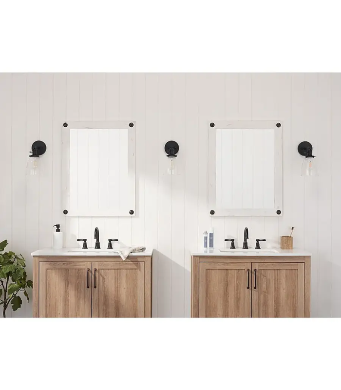 TRINITY - DRAKESTONE 24x31 Farmhouse Vanity Mirror w/ Clavos 2-Pack - White Wash